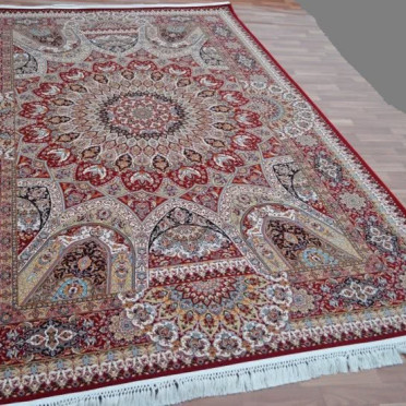 Ковер турецкий 3809 Абришим (Акрил - Хлопок, красный)