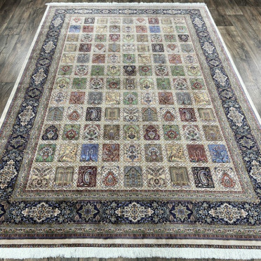 Иранский ковер Iran Qum Iran G218 (Шелк - Модал, разноцветный, кремовый)