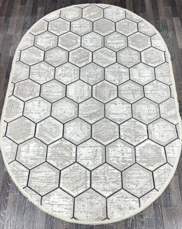 Ковер турецкий 16128-1 Gordion (Полиэстер хит-сет, серый) овальный