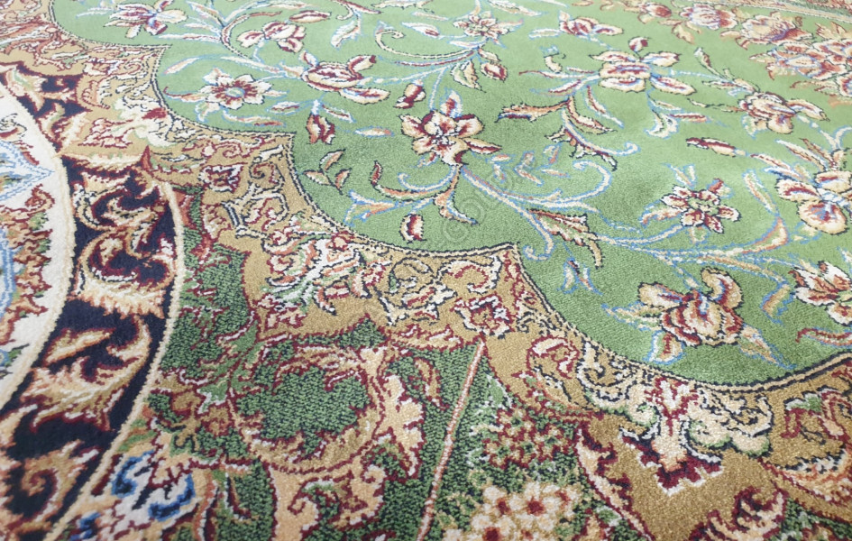 Турецкий ковёр шелковый QUM 2041- 9054E YESIL/BEJ