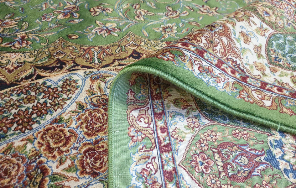 Турецкий ковёр шелковый QUM 2041- 9054E YESIL/BEJ