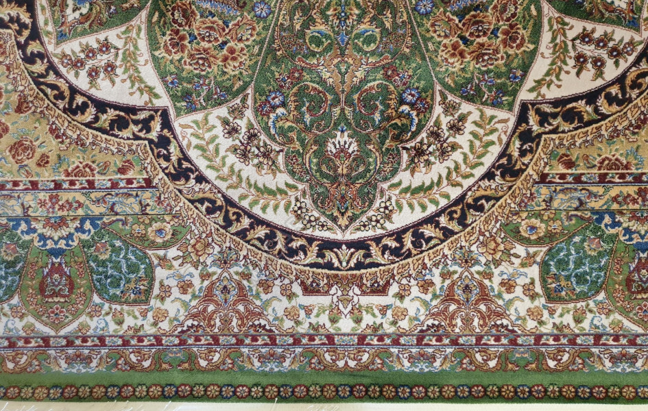 Турецкий ковёр шелковый QUM 2041- 9054E YESIL/BEJ