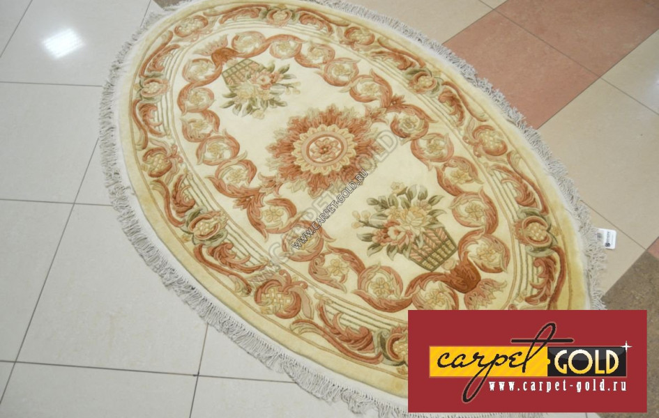 Китайский шерстяной ковер ручной работы SHD-27 - CREAM oval