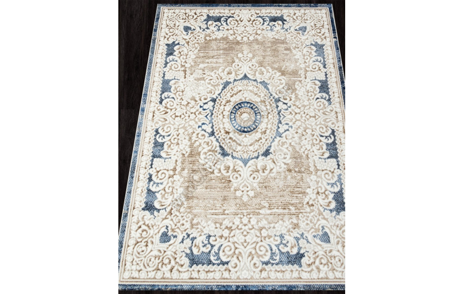 Ковер O1701 - 630 CREAM / BLUE - Прямоугольник - коллекция ANTEP